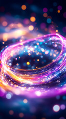 Vibrant swirling light trails and bokeh