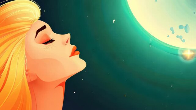 A vibrant retro illustration featuring a stunning blonde bombshell, set against a backdrop of rockets and spacescapes.
