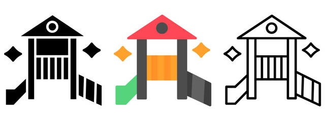 Fototapeta premium Kindergarden Icon, Collection of Line, Glyph and Flat Icon, Set of Line Glyph and Flat Icon