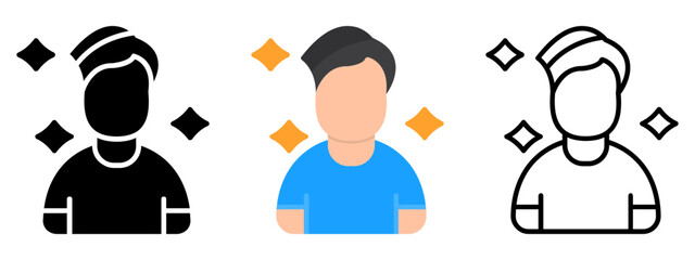 Boy Icon, Collection of Line, Glyph and Flat Icon, Set of Line Glyph and Flat Icon