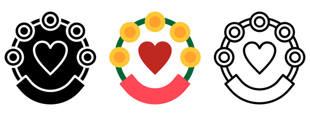 Tambourine Icon, Collection of Line, Glyph and Flat Icon, Set of Line Glyph and Flat Icon