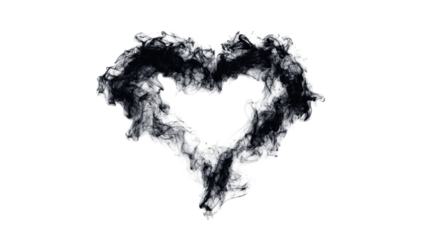 Smoke heart shape forming on black backdrop, cut out transparent