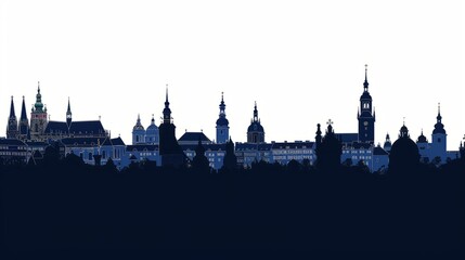 Obraz premium Silhouette of Krakow skyline with iconic architecture against clear sky, perfect for travel and tourism promotions