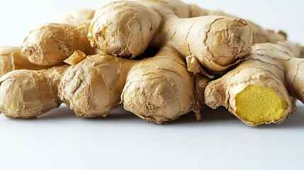 Fototapeta premium A stark close-up of fresh ginger root