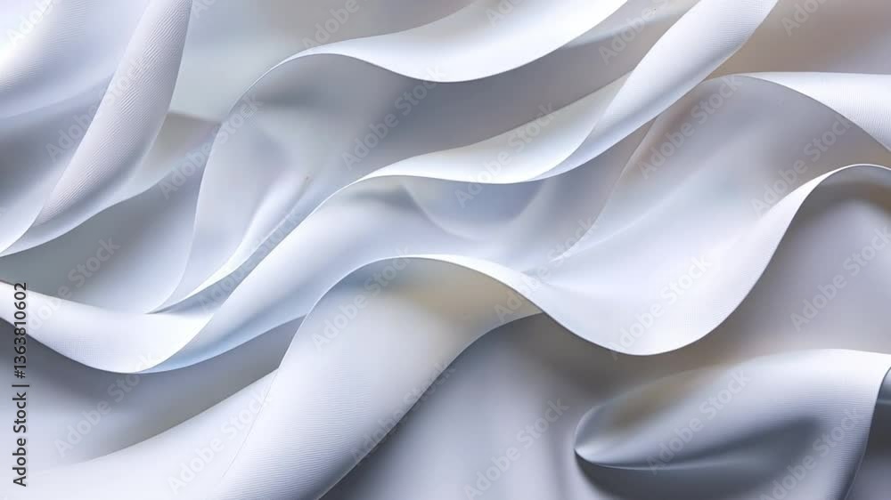 Poster elegant and serene soft white fabric smooth textures and flowing waves evoke calm and sophistication