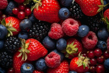 Fototapeta premium Mixed barries fruit wallpaper background