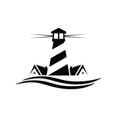 lighthouse silhouette vector logo real estate