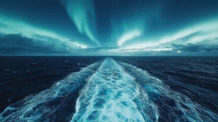 Aurora Borealis over the Ocean: A Nighttime Cruise