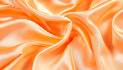 Obraz premium Peach-colored silk fabric with elegant, flowing folds and luxurious texture