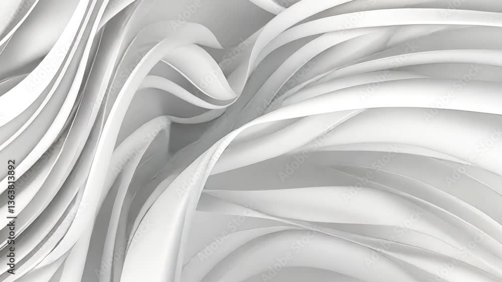 Poster elegant white fabric close up of flowing folds and smooth textures, showcasing softness and depth in