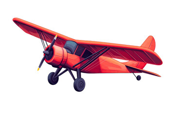 Red airplane design, vintage aviation, cartoon aerodrome craft, cut out transparent