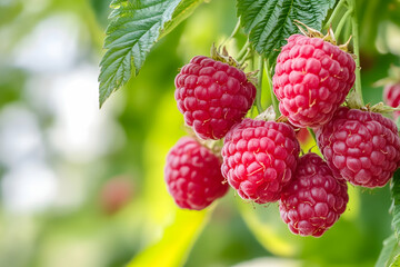 Ripe red raspberries on the bush, close-up (1)