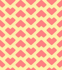 Red square hearts pattern on a yellow background