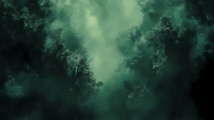 Dark forest green solid backdrop, deep and moody, with a rich texture for added depth. Verdant Incubation. Illustration