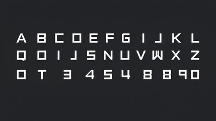 Square shapes letters and numbers set. Geometrical simple linear style vector latin alphabet. Font for events, promotions, logos, banner, monogram and poster. Typography design.