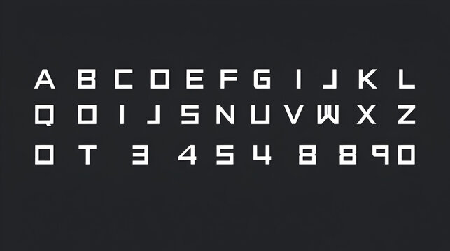 Square shapes letters and numbers set. Geometrical simple linear style vector latin alphabet. Font for events, promotions, logos, banner, monogram and poster. Typography design. - Powered by Adobe