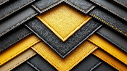 Luxury Leather Texture: Abstract Pattern of Black and Yellow
