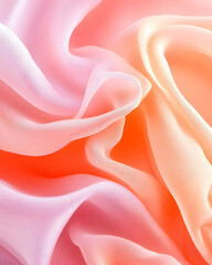Obraz premium Soft pastel pink and orange fabric with flowing, draped texture