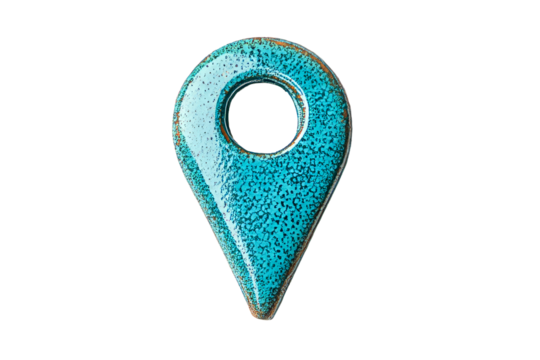 Turquoise pointer pin icon element, isolated, cut out transparent