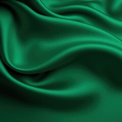 Black blue green abstract background. Dark green silk satin texture background. Beautiful wavy soft folds on the surface of the fabric. Teal elegant background with copy space for design. Web banner.