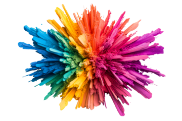 Abstract colorful explosion, artistic paint burst, vibrant spectrum, cut out transparent