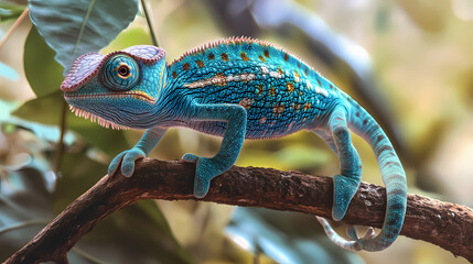 Fototapeta premium Chameleon an animal that can change its skin color. Secreted Change. Illustration
