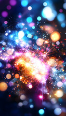 Fototapeta premium Vibrant abstract light bursts and bokeh