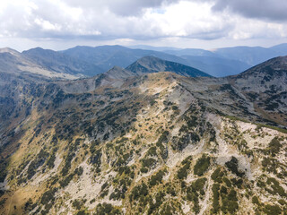 Obraz premium Aerial view of Rila mountain near Fish lakes, Bulgaria