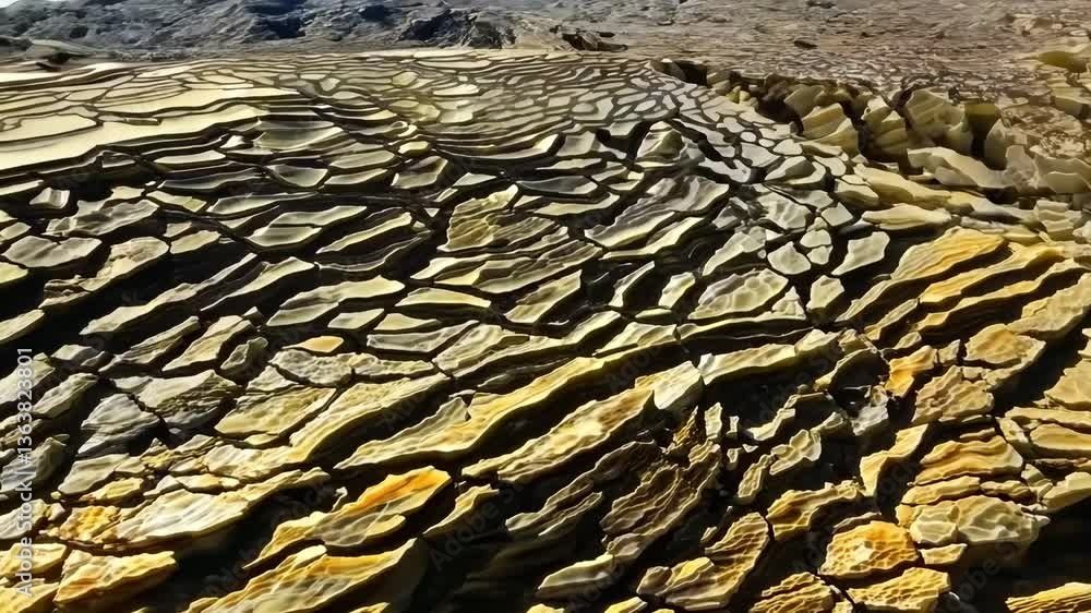 Poster aerial view of a textured landscape with intricate patterns of rock formations, showcasing natural e