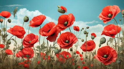 A vibrant illustration of two large,