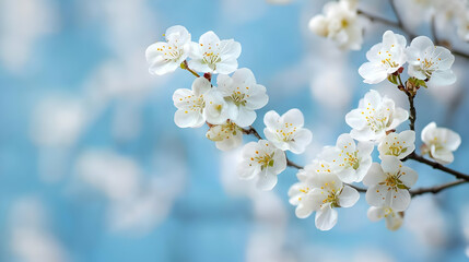 Springtime Blossoms Against Light Blue Background