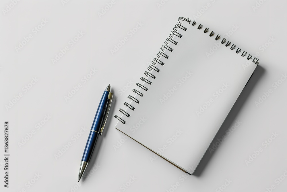 Poster notebook and pen: ready for brainstorming note-taking or creative writing session