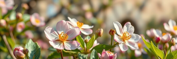 Beautiful spring blossoms in a sunny garden creating a vibrant atmosphere for relaxation and enjoyment