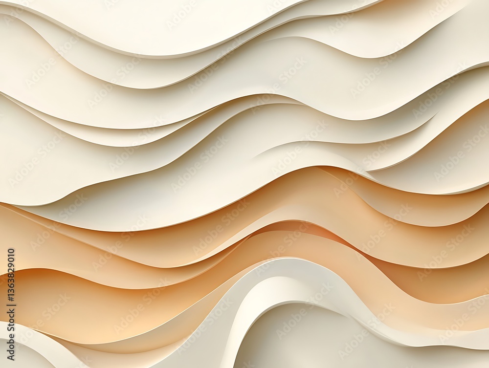 Poster abstract wave patterns with layered beige and brown textures