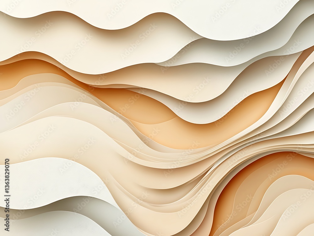 Poster abstract wave patterns with layered beige and brown textures