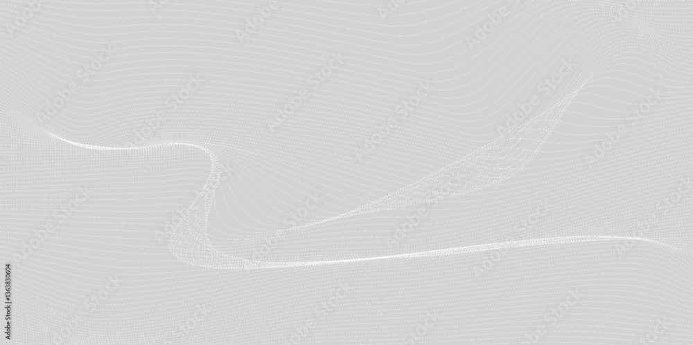 Poster abstract white wave with dotted texture. abstract futuristic white background with dots. modern, ele
