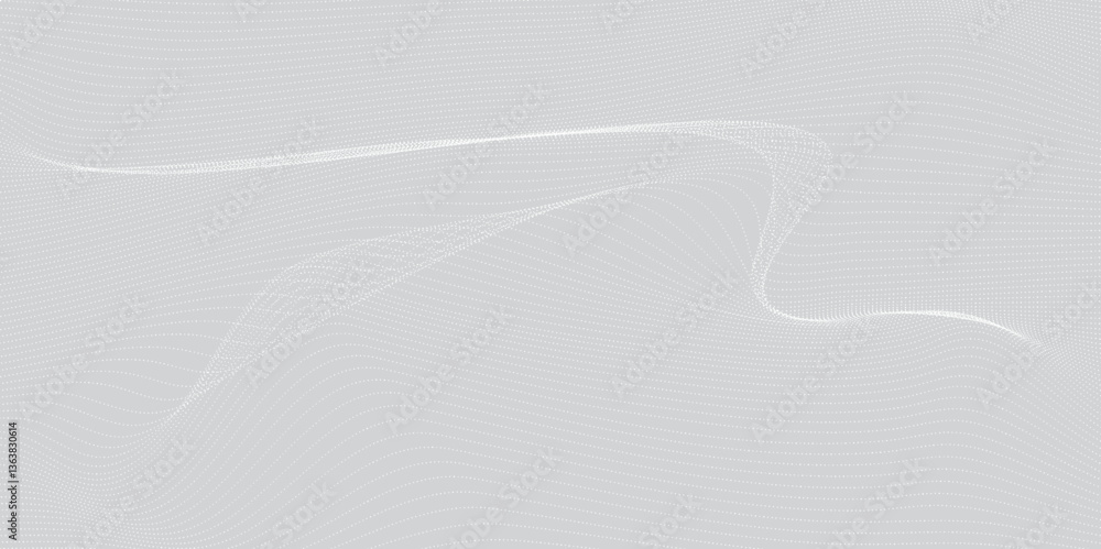 Poster abstract white wave with dotted texture. abstract futuristic white background with dots. modern, ele
