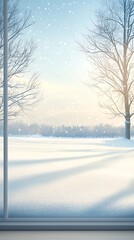 Obraz premium Snowy Winter Landscape Viewed Through Window.