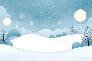 Fototapeta premium Snowy Winter Landscape with Night.
