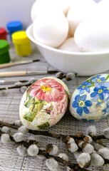 Painting Easter eggs with acrylic paints