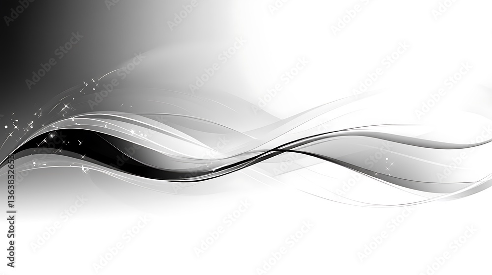 Aufkleber digital abstract artwork featuring a flowing, wave-like design primarily monochromatic, utilizing sh