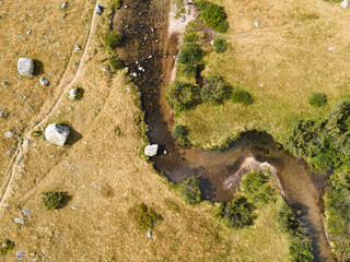 Aerial view of Rila mountain near Fish lakes, Bulgaria