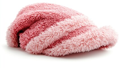 Folded pink fuzzy hat