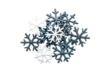 Winter holiday snowflakes background, Christmas mood decoration, cut out transparent