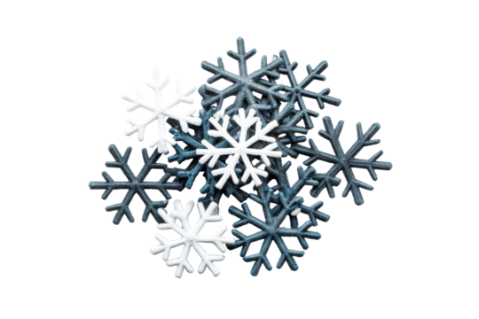 Winter holiday snowflakes background, Christmas mood decoration, cut out transparent