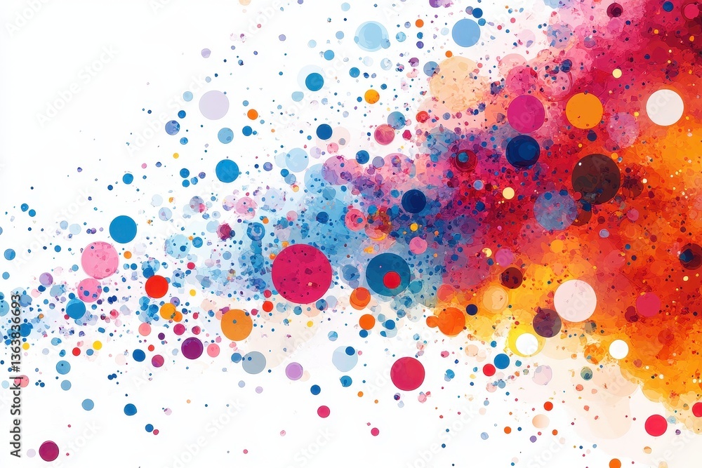 Poster Colorful dots and lines create a visually engaging texture suitable for graphic design projects on a white background
