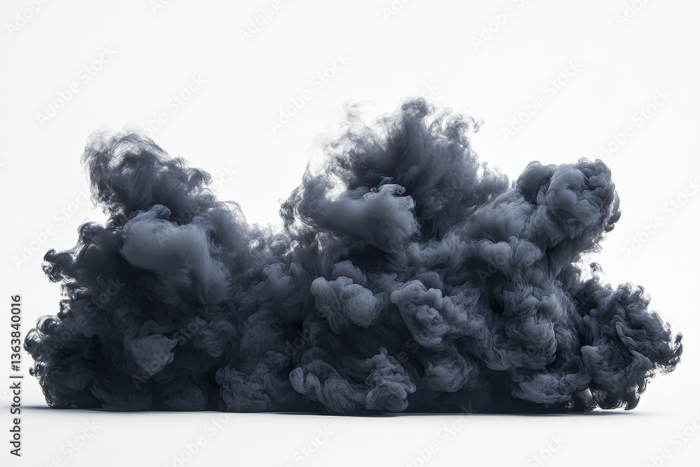 Aufkleber dramatic black smoke swirling in fluid motion against a white background showcasing its dynamic form