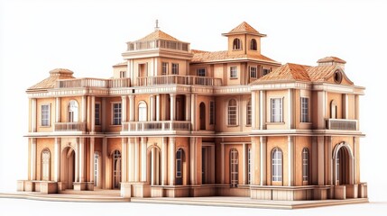 A grand and elaborate architectural structure of classical design is shown
