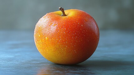 Juicy apple, wet with droplets