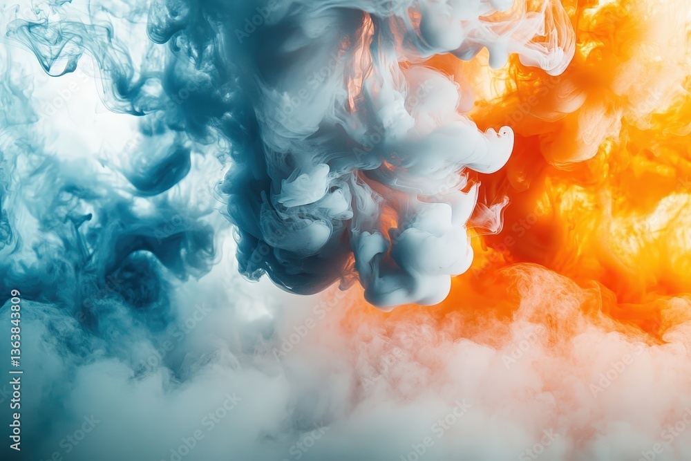 Poster vibrant smoke swirling in dynamic motion showcasing rich colors and striking textures in a clean and